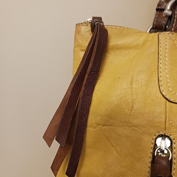 LONG LIVE VINTAGE Rustic FOSSIL rough Western ranch style raw leather bag - Picture 5 of 15